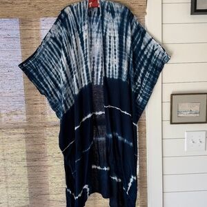Long batik indigo dyed kimono
